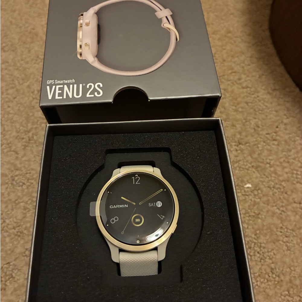 Garmin Venu 2S Gold and Tan Smartwatch
